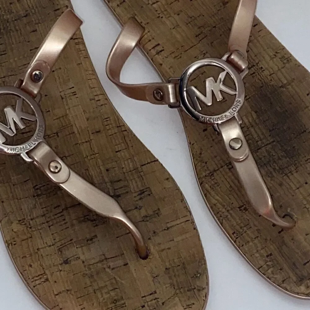 Michael Kors Women's Sable MK Charm Jelly PVC Cork Flip Flop Sandals Size 10M‎